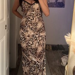 Cheetah Print Long Dress