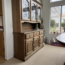 Vintage Oak Hutch, Dining Table And 6 Chairs