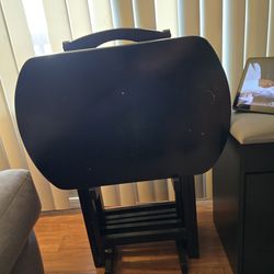 Black TV stand trays