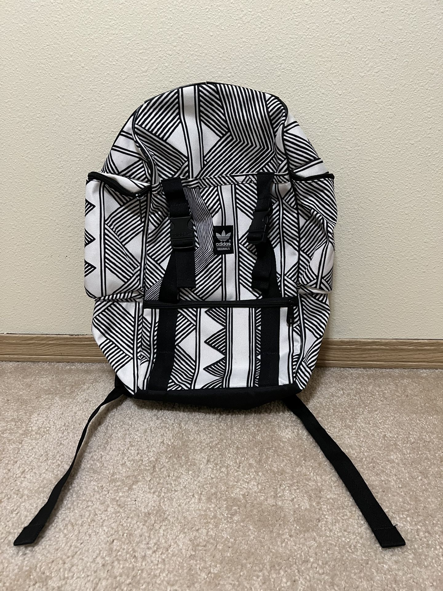 Adidas Black And White Backpack With Separate Padded Compartment