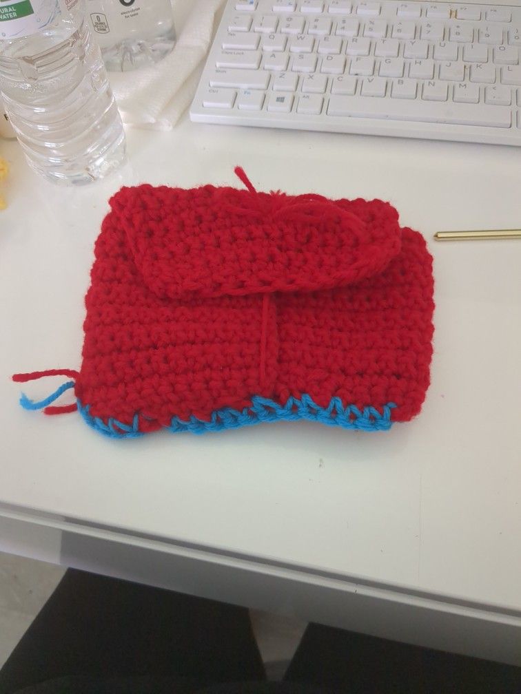 Small Handmade Wallet Red An Blue