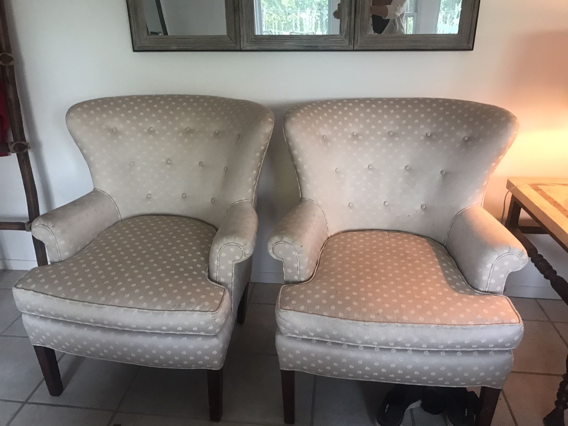 Antique wing back chairs