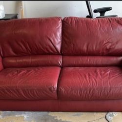 Red Leather Sofa 