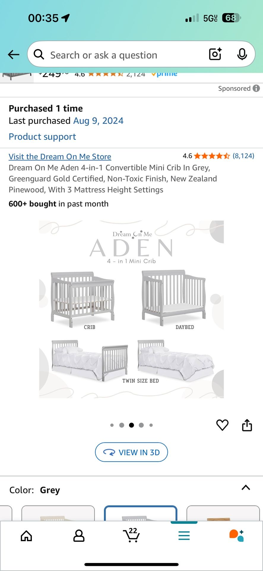 Dream-on-Me Aden Convertible Mini Cribe