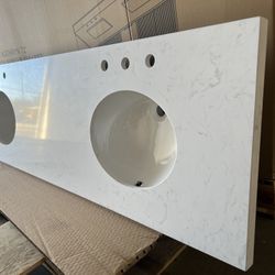 72 x 22 Cultured Marble Countertop for Double Sink Bathroom Vanity