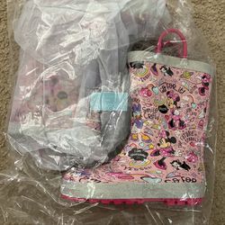 New Pink Minnie Mouse Girls Rainboots Size 11