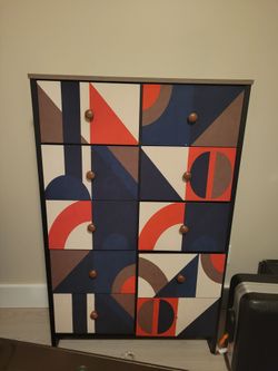 Retro Colorful Geometric 10-drawer Dresser