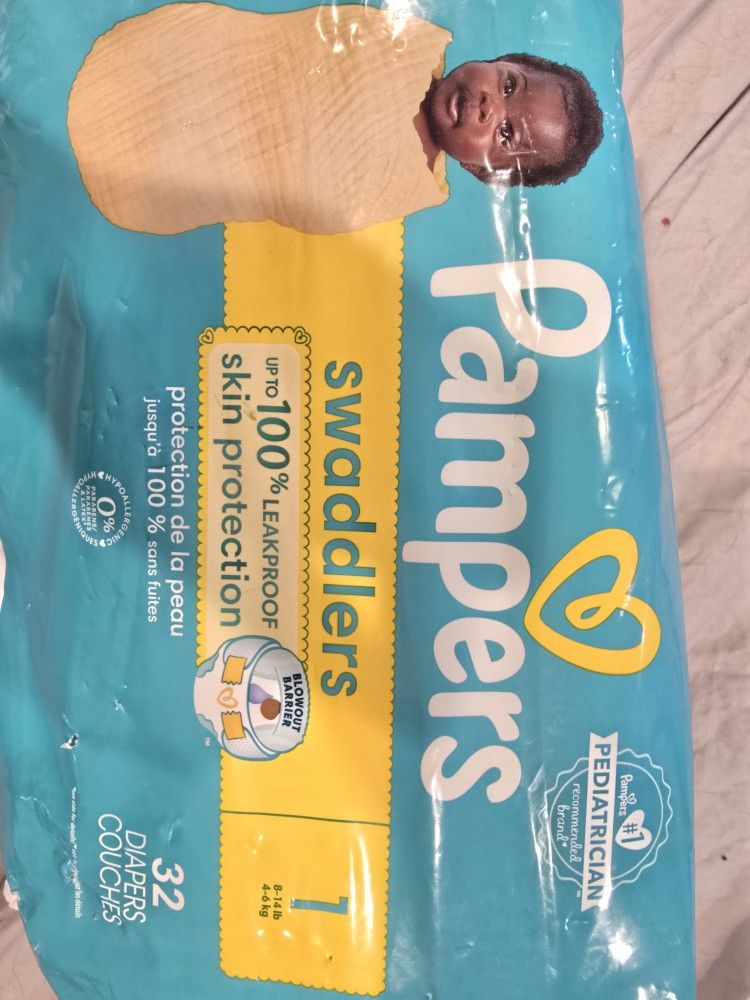 Pampers Swaddlers Diapers, Size 1, 32 Count