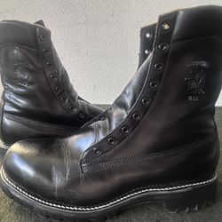 Chippewa NEW made In The USA Men's  Black Motorcycle Steel Toe Dual Guard Work Boots 