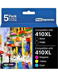 NEW 5pk 410XL black + color ink cartridges for Epson expression printer