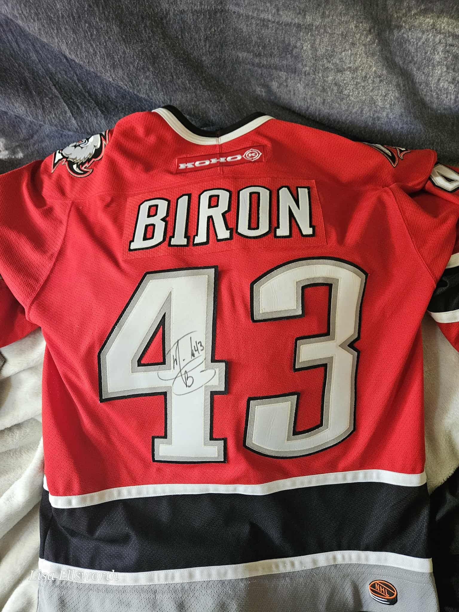 MARTY BIRON  AUTOGRAPHED SABRES  JERSEY. 