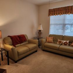 Leather couch and love seat