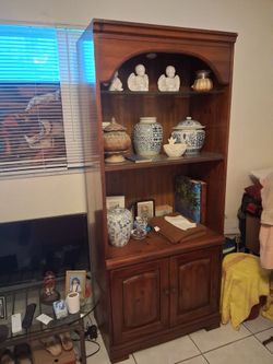 Wooden Bookcase with Cabinet
