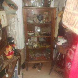 Antique Oak Display Cabinet 