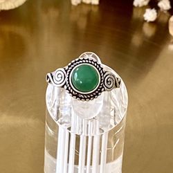 Green Onyx 925 Sterling Silver Overlay Handcrafted Ring Size 8.25