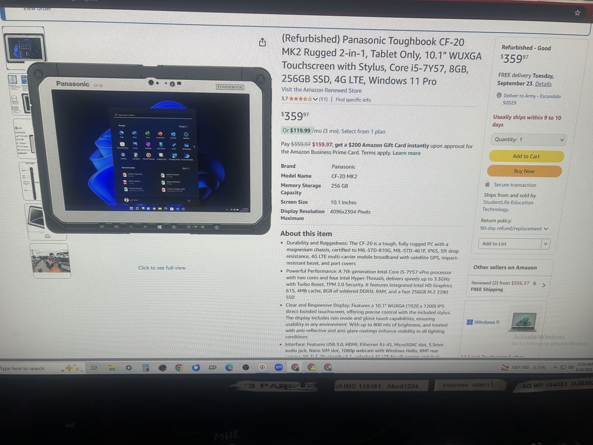 2 Panasonic Tough Books Tablets With Cell Compatible