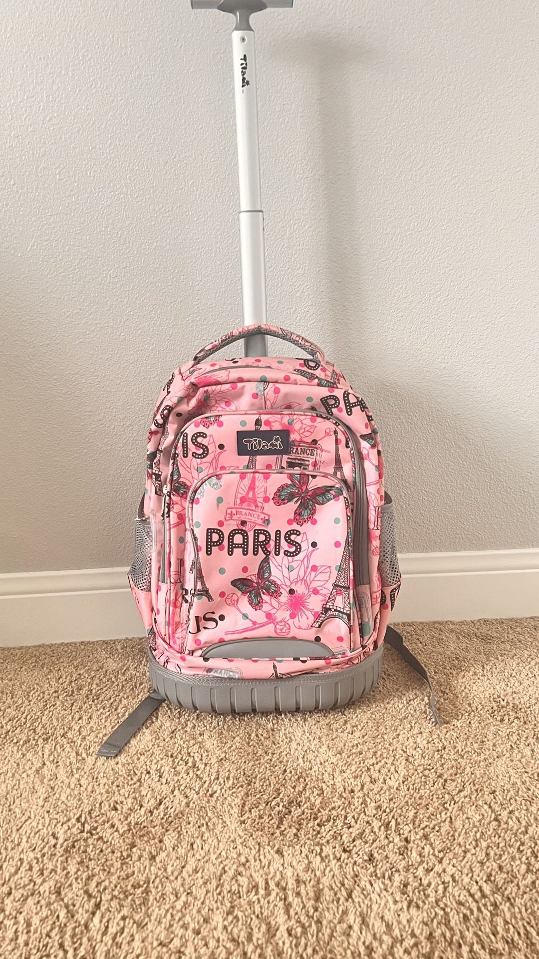 Tilami Pink Paris Rolly Backpack 