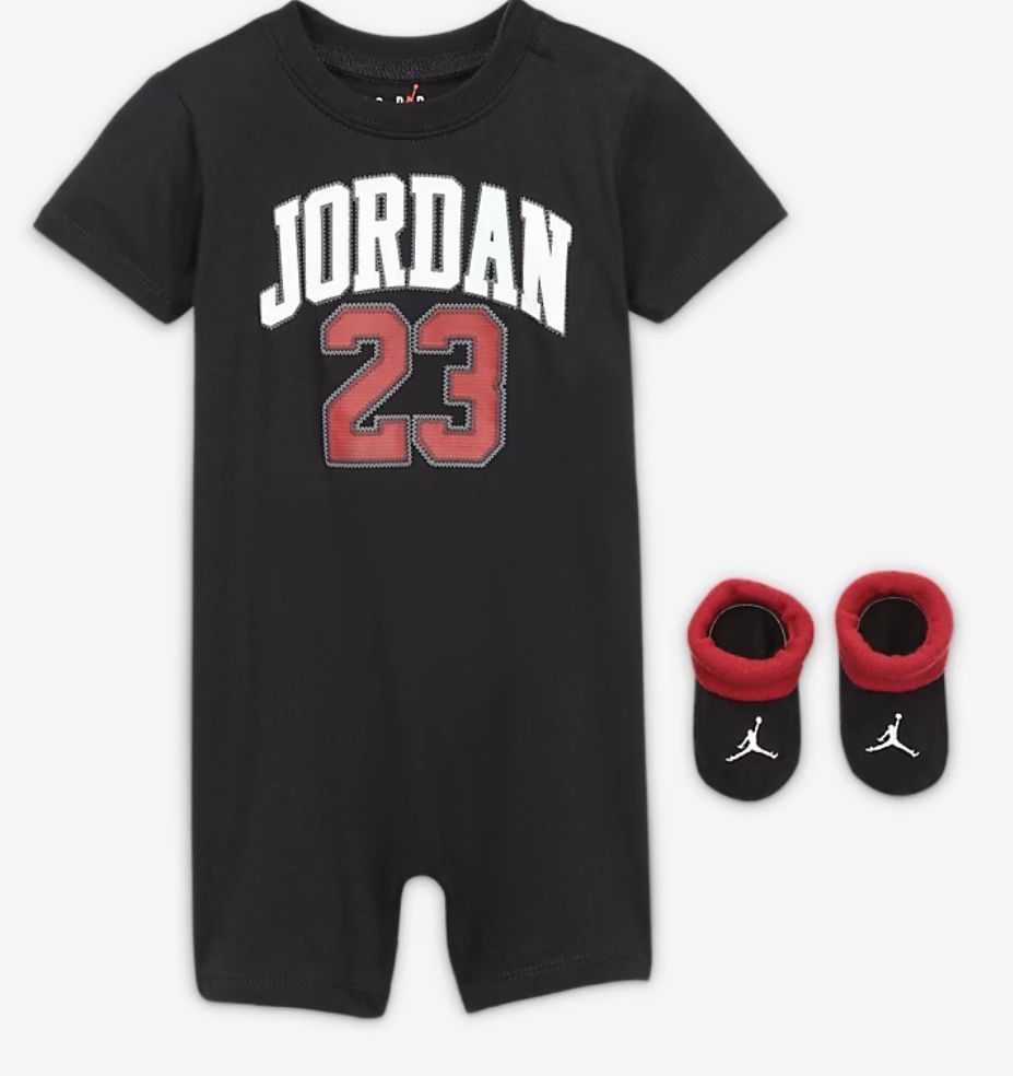 Jordan Baby Boys 23 Logo Romper & Booties Size 0 - 6 Months Black