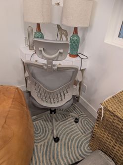 Corner desk and swivel chair