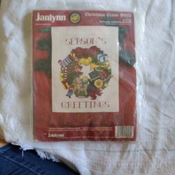 Janlynn Toyland Wreath Banner Cross Stitch Kit -- Vintage 