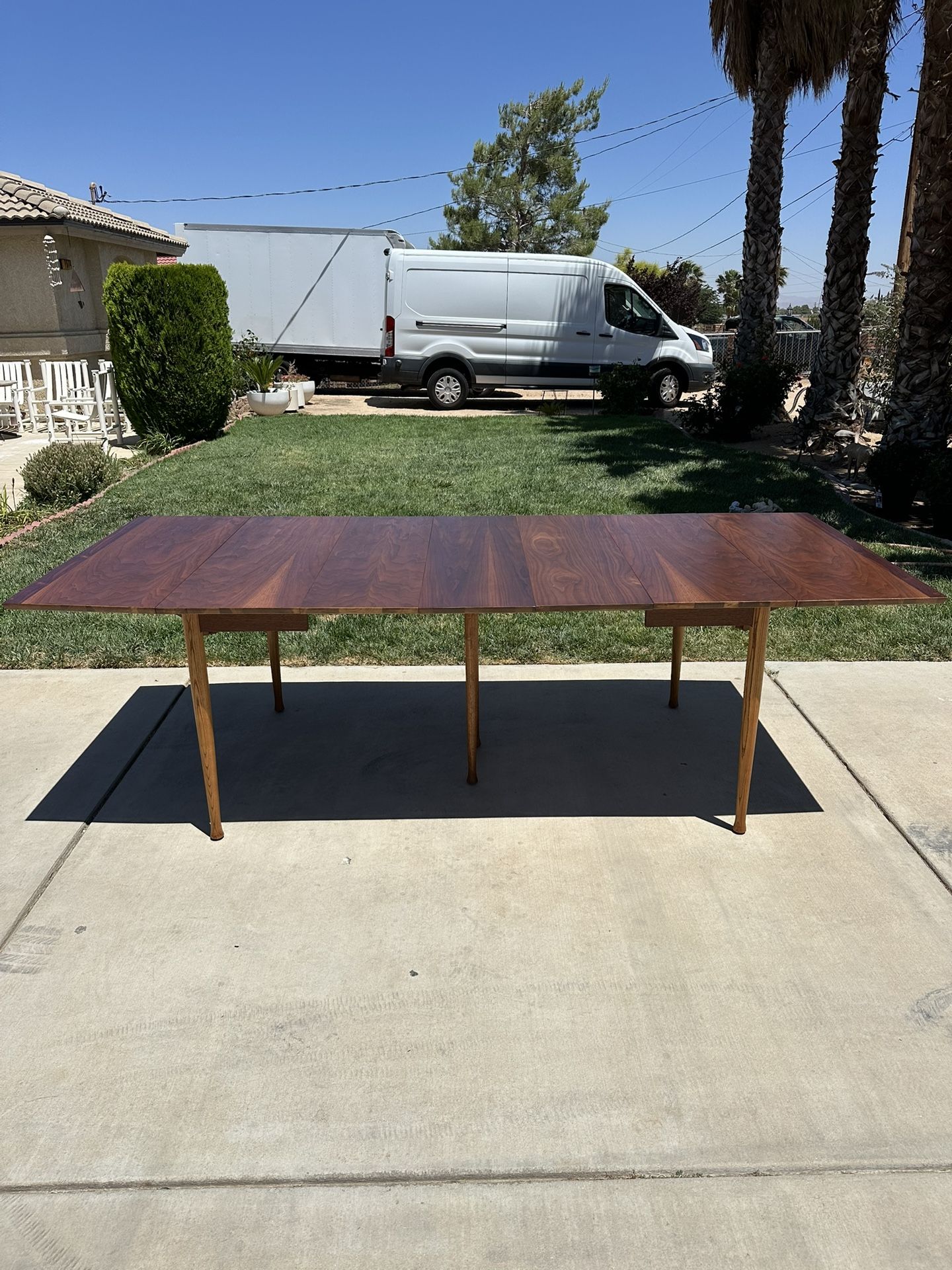 Mid- Century Modern Walnut And Rosewood Dining Table