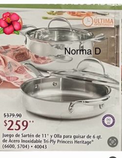 Set de olla de 6 qts y sartén de 11” tri-ply nuevos en sus cajas 🌺 princess house 🌺