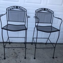 WROUGHT IRON HIGH CHAIRS 2 PCS