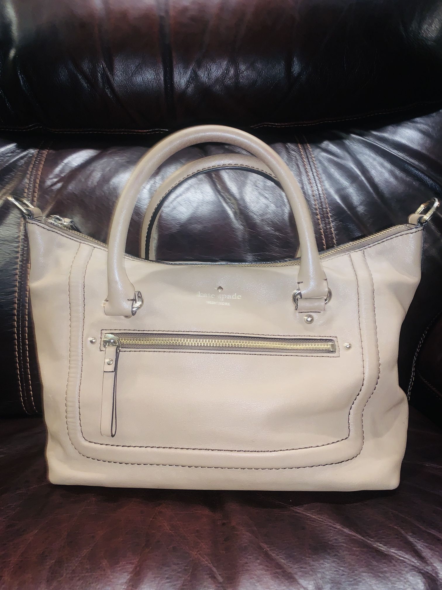 Kate Spade Tan Cream Leather Purse Handbag