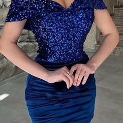 Formal Sequin/Velour Royal Blue Gown