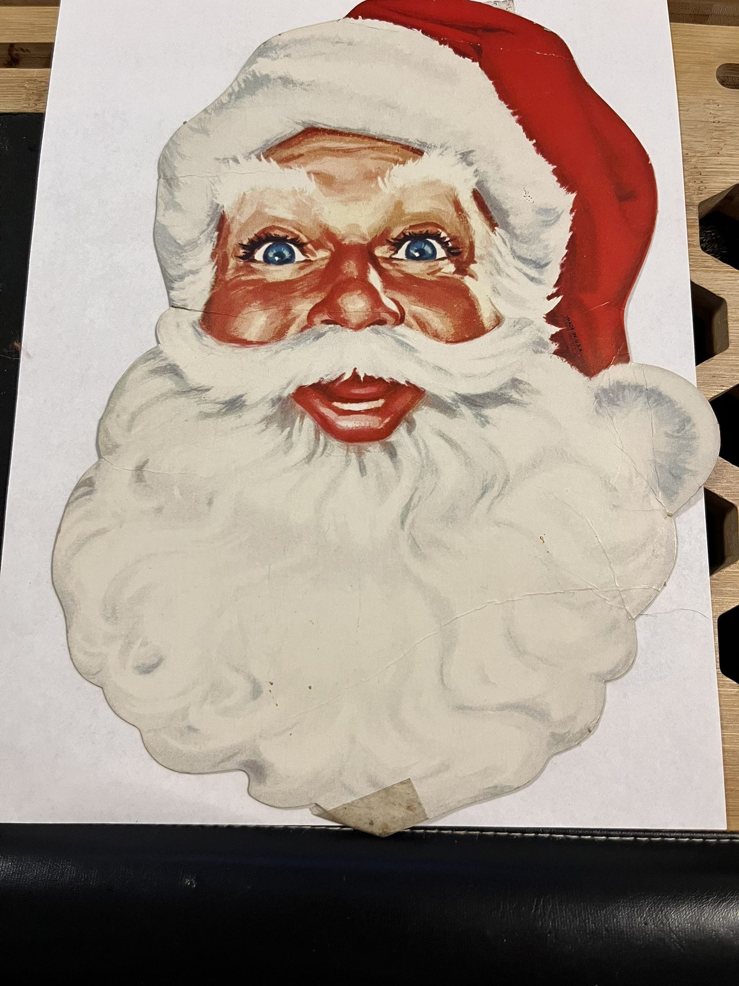 Vintage 1950s/60s Santa Head Die Cut Holiday Christmas Decor