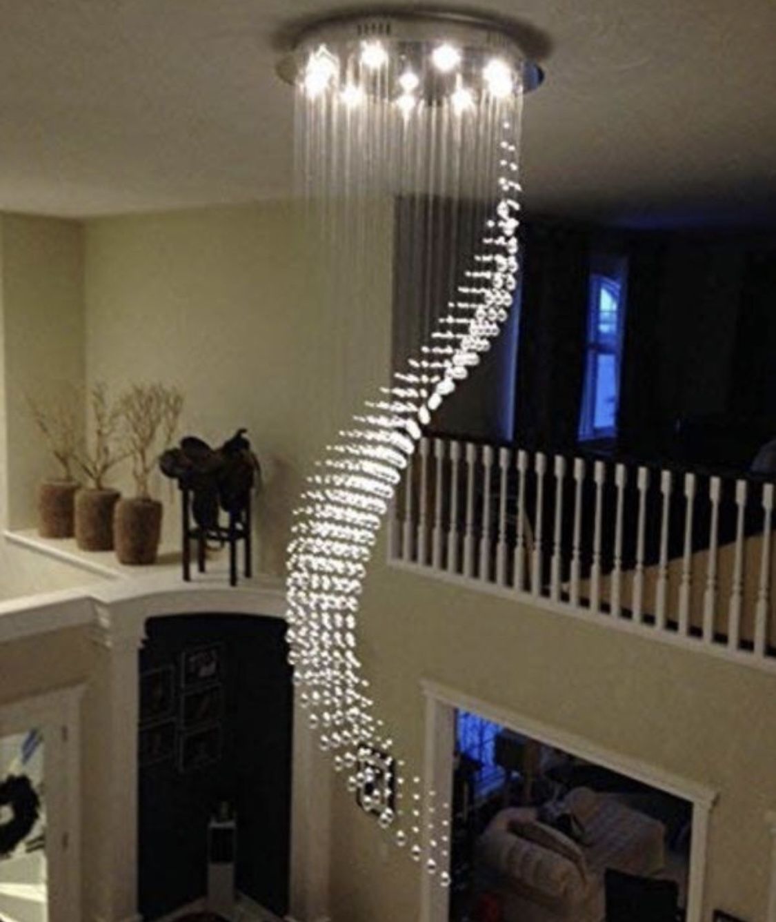 Giant Spiral Crystal Chandelier