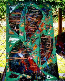 Glass and wood mixed medium art