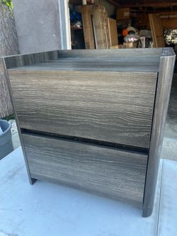Modern Dark Grey 2-Drawer Nightstand