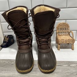 LL Bean vantage Shearling Lined Womens Size 6 Leather Rubber Waterproof made USA