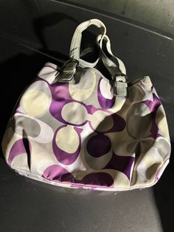 Coach Purple Grey Circular Pattern Handbag F17424