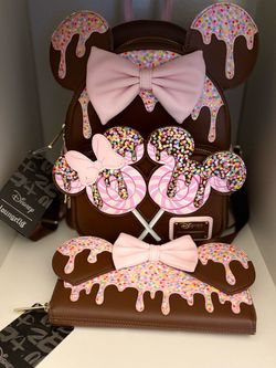 Loungefly Disney Minnie Mouse Chocolate Sprinkles Mini Backpack & Wallet Set