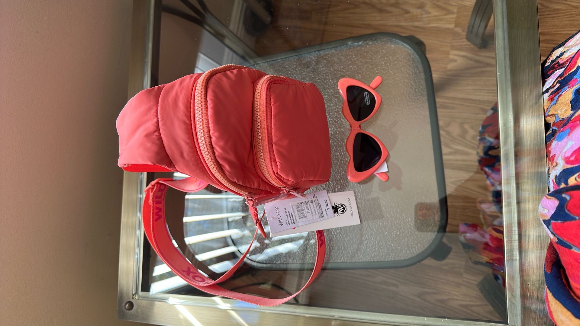 Wild Fox Crossbody Bag with matching Sunglasses Set!!! Sassy Coral Color .