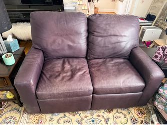 Dark purple all leather electronic love seat