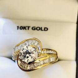 10kt Anillo De Oro Solido Size 7 Con Piedra Circonia 