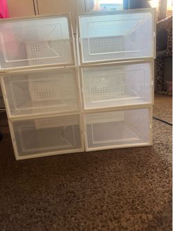 Clear Plastic Stackable Shoe Storage Boxes – Set of 6