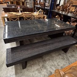 Dark Solid Wood Dining Table - Cola
