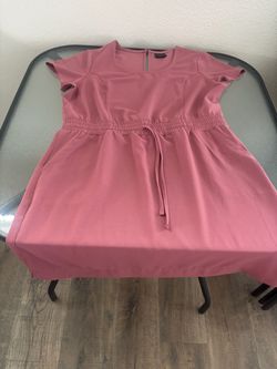 Pink Cap Sleeve Dress with Tie Waist