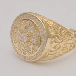 Star ring men 10k yellow gold flower ring size 11