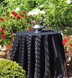 Round Black Linen Satin Stripe 12 Linens Available. $10 Each