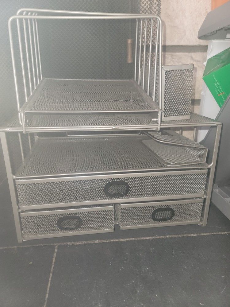 Mesh Desk Organizer With Double drawers