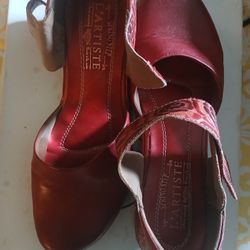 L'Artiste Red Lether Marry Jane Shoes