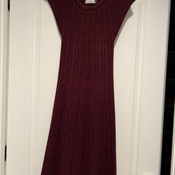 Calvin Klein Cable Knit Sweater Dress Burgundy Women