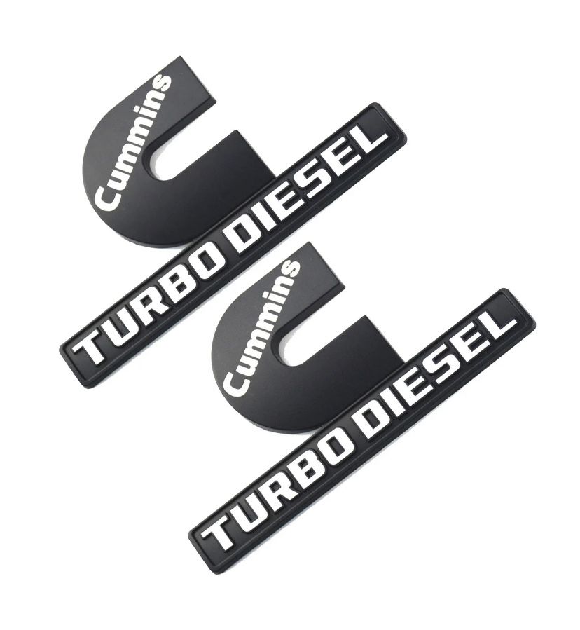 Matte Black & White Cummins Badges - Dodge RAM Turbo Diesel Emblems Logo 2(contact info removed)