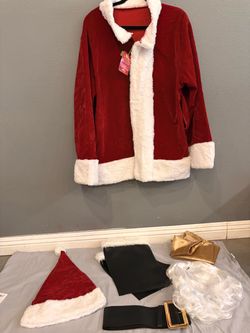 Deluxe Red Plush Santa Jacket with accessories- Large