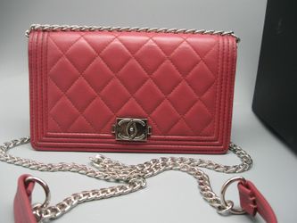 Authentic Chanel Red Lambskin Leather Long Full Flap Bag Wallet